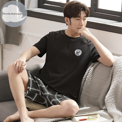 Nove ljetne pletene pamučne muške pidžame kratkih rukava Kompleti muških pidžama Pidžama sa slovima za muškarce Odijelo za spavanje Odjeća za dom Veličina XXXXL