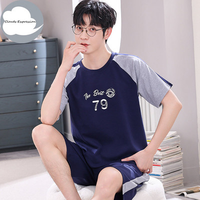 Nove ljetne pletene pamučne muške pidžame kratkih rukava Kompleti muških pidžama Pidžama sa slovima za muškarce Odijelo za spavanje Odjeća za dom Veličina XXXXL