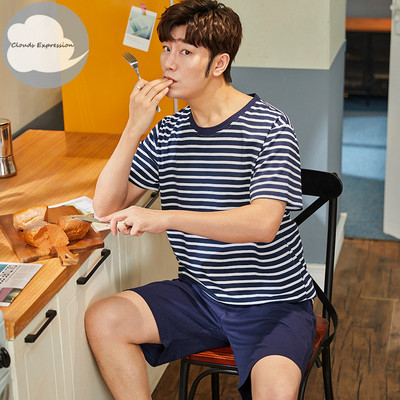 Nove ljetne pletene pamučne muške pidžame kratkih rukava Kompleti muških pidžama Pidžama sa slovima za muškarce Odijelo za spavanje Odjeća za dom Veličina XXXXL