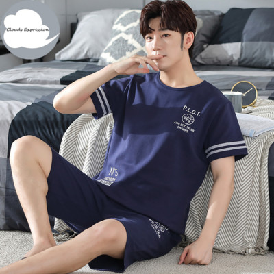 Nove ljetne pletene pamučne muške pidžame kratkih rukava Kompleti muških pidžama Pidžama sa slovima za muškarce Odijelo za spavanje Odjeća za dom Veličina XXXXL