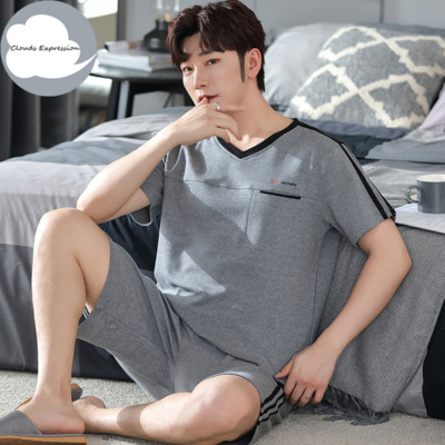 Nove ljetne pletene pamučne muške pidžame kratkih rukava Kompleti muških pidžama Pidžama sa slovima za muškarce Odijelo za spavanje Odjeća za dom Veličina XXXXL