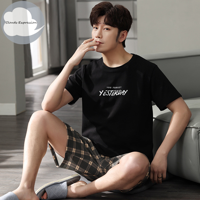 Nove ljetne pletene pamučne muške pidžame kratkih rukava Kompleti muških pidžama Pidžama sa slovima za muškarce Odijelo za spavanje Odjeća za dom Veličina XXXXL