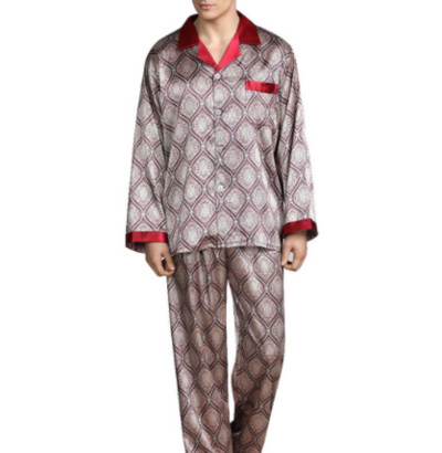 Vyriški dėmių šilkiniai pižamų rinkiniai pižamos Vyriški mieguokliai Modernaus stiliaus marginti šilko naktiniai marškiniai Naminiai vyriški Satino Minkšti Jaukiai Miego pižamos