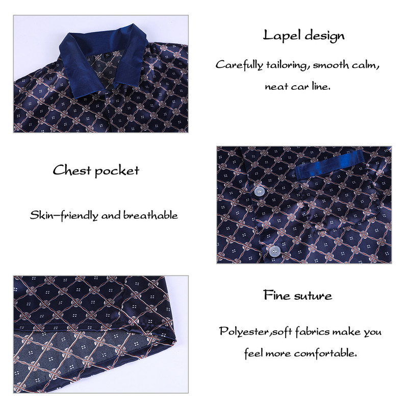 Muški svileni kompleti pidžama od mrlja, pidžame, muške odjeće za spavanje, moderna svilena spavaćica s printom, kućna muška satenska mekana udobna pidžama za spavanje