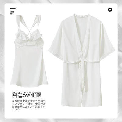 2 τμχ σέξι σατέν ρόμπες άνοιξη καλοκαιρινά κοντομάνικα σέξι νυχτικά γυναικεία μπουρνούζι Πυτζάμες μπουρνούζι Μεταξωτές ρόμπες γυναικεία υπνοδωμάτια