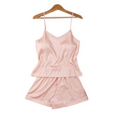 Solid Lady Szatén hálóruha Szexi pántos felső rövidnadrág pizsama mini hálóruha alkalmi hálóruha Lougne pijamas intim fehérnemű