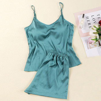 Solid Lady Satin Sleepwear Sexy Strap Top σορτς πιτζάμες Μίνι κοστούμι ύπνου casual nightwear Lougne Pijamas Intimate εσώρουχα