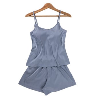 Solid Lady Satin Sleepwear Sexy Strap Top σορτς πιτζάμες Μίνι κοστούμι ύπνου casual nightwear Lougne Pijamas Intimate εσώρουχα