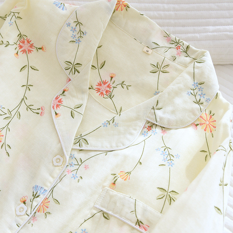 Női pizsama, 100% pamut fonal, női háziruha pizsamaöltöny, alkalmi, virágmintás, 2 db.