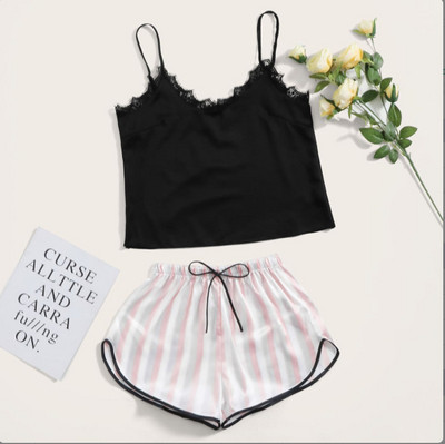 XL-4XL Naiste avara suvepidžaamakomplekt Seksikas Sling Top&Polka Dot Shorts 2 TK Öörõivad Õhukesed intiimsed magamisriided Pitsääristusega koduriided