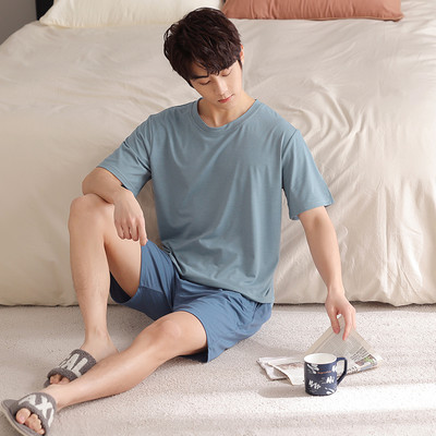 Soft Modal Muška pidžama Ljetni set L-4XL Muška pidžama odijelo kratkih rukava Jednobojna pidžama Muška spavaćica Proljetna pidžama Muška spavaćica XXXL