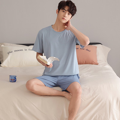 Soft Modal Muška pidžama Ljetni set L-4XL Muška pidžama odijelo kratkih rukava Jednobojna pidžama Muška spavaćica Proljetna pidžama Muška spavaćica XXXL