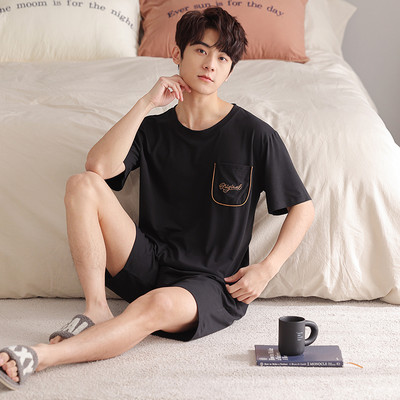 Soft Modal Muška pidžama Ljetni set L-4XL Muška pidžama odijelo kratkih rukava Jednobojna pidžama Muška spavaćica Proljetna pidžama Muška spavaćica XXXL