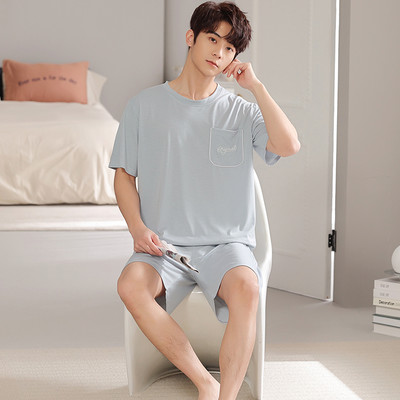 Soft Modal Muška pidžama Ljetni set L-4XL Muška pidžama odijelo kratkih rukava Jednobojna pidžama Muška spavaćica Proljetna pidžama Muška spavaćica XXXL