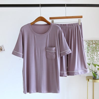 Meeste suvised pidžaamad, lahtised, ümara kaelusega, lihtsad vabaaja meeste pidžaama lühikesed varrukad + lühikesed püksid küljetaskutega kodurõivaste ülikond