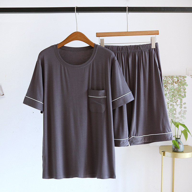 Meeste suvised pidžaamad, lahtised, ümara kaelusega, lihtsad vabaaja meeste pidžaama lühikesed varrukad + lühikesed püksid küljetaskutega kodurõivaste ülikond