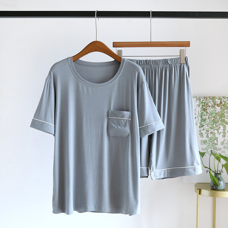 Meeste suvised pidžaamad, lahtised, ümara kaelusega, lihtsad vabaaja meeste pidžaama lühikesed varrukad + lühikesed püksid küljetaskutega kodurõivaste ülikond