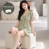 Rinnapadjaga Koduriided Naistele Suvised lühikesed püksid Femme Fruit Print pidžaamakomplektid Tüdrukute magamisriided Big Yards 4XL Pijamas Mujer