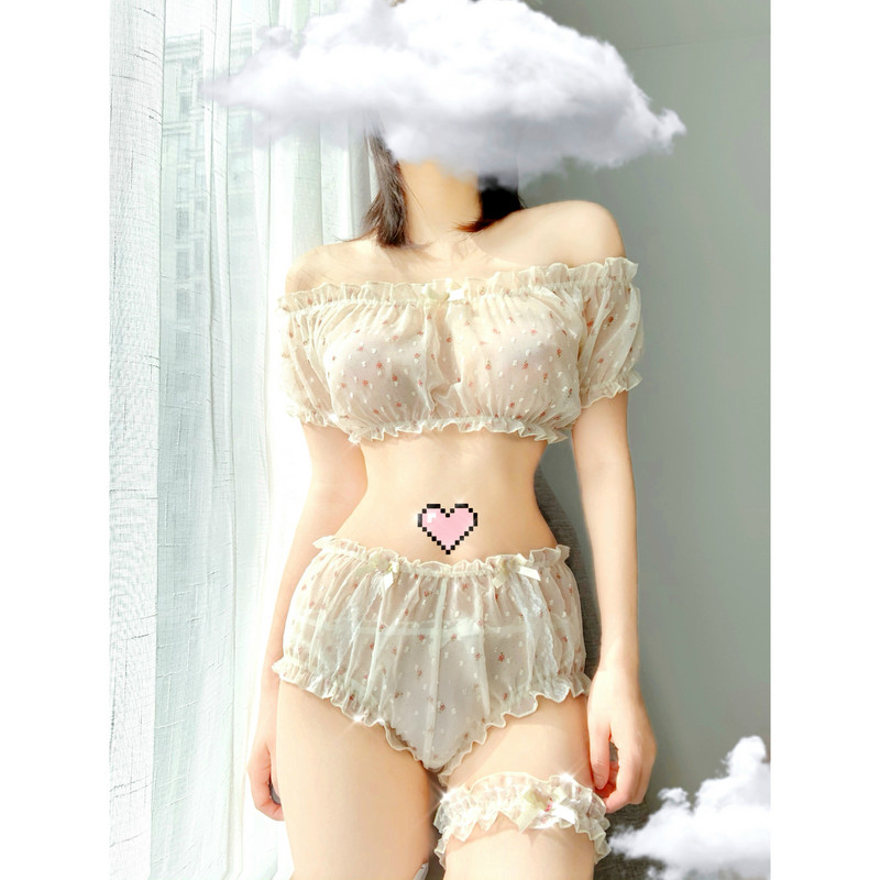 Armsad puhvis varrukad kõrvitsapüksid naiste magamisriided õlgadest lilledega topp ja lühikesed püksid pidžaamakomplekt aluspesu pesu ööpesu