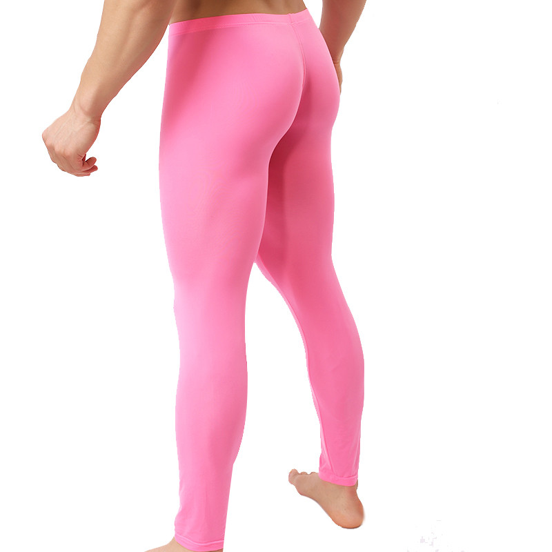 Muške seksi duge gaće Ice Silk Ultra-tanke tajice za penis Donje rublje Muške kućne prozirne dnevne hlače Odeća za spavanje