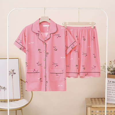 Sievietēm ērtas pidžamas 5XL 6XL 7XL īsām piedurknēm ikdienas apģērbs mājas apģērbam Pavasara vasara pidžamu komplekti Pilns kokvilnas guļamveļa komplekts