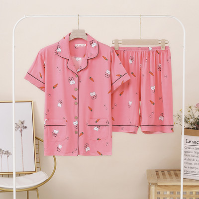 Sievietēm ērtas pidžamas 5XL 6XL 7XL īsām piedurknēm ikdienas apģērbs mājas apģērbam Pavasara vasara pidžamu komplekti Pilns kokvilnas guļamveļa komplekts