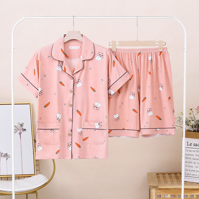 Sievietēm ērtas pidžamas 5XL 6XL 7XL īsām piedurknēm ikdienas apģērbs mājas apģērbam Pavasara vasara pidžamu komplekti Pilns kokvilnas guļamveļa komplekts