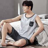 Vīriešu pidžamu komplekti L-XXXXL vasaras veste pidžamu komplekts rūtaini guļamveļa tīras kokvilnas pidžamas vīriešiem īsās augšas biksēs brīvajam laikam