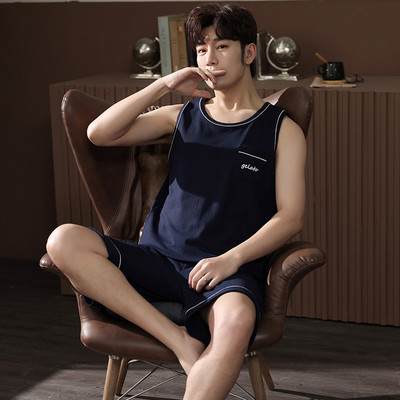 Vīriešu pidžamu komplekti L-XXXXL vasaras veste pidžamu komplekts rūtaini guļamveļa tīras kokvilnas pidžamas vīriešiem īsās augšas biksēs brīvajam laikam