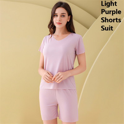 Oversize Ice Silk Σαλόνια 2 τεμαχίων Καλοκαιρινά casual κοντομάνικα μπλουζάκια+σορτς+παντελόνι Φόρμα πιτζάμα Loose γυναικεία σετ πιτζάμες
