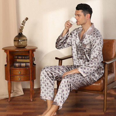 Trendyol pöttyös hálóruha tavaszi nyár selyem szatén vékony pijama hombre férfi szettek Férfi laza kényelmes pizsama homme