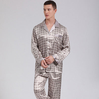 Trendyol pöttyös hálóruha tavaszi nyár selyem szatén vékony pijama hombre férfi szettek Férfi laza kényelmes pizsama homme