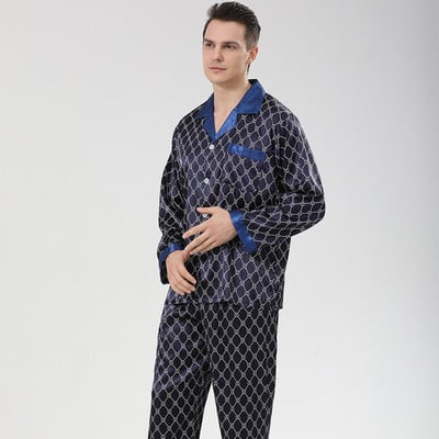 Trendyol pöttyös hálóruha tavaszi nyár selyem szatén vékony pijama hombre férfi szettek Férfi laza kényelmes pizsama homme
