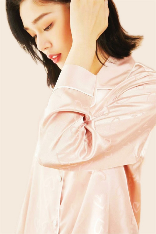 Naiste armas pidžaamakomplekt Rayon täisvarrukatega pikad püksid, suvepüksid, kostüüm, roosa pidžaama, hubane koduriietus Sweet Love Print PJS