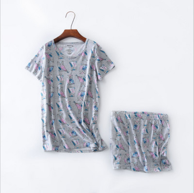 2023. gada vasaras sieviešu ikdienas karikatūras pidžamu komplekti. Sieviešu 100% kokvilnas guļamtērps Sieviešu T krekls un šorti Mājas apģērbi
