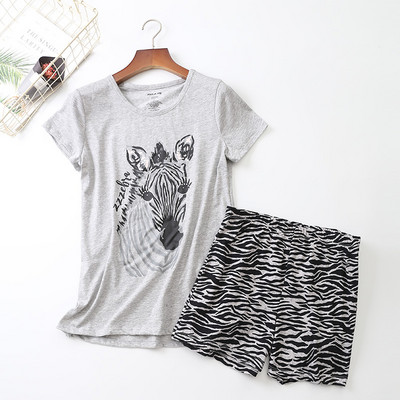 2023. gada vasaras sieviešu ikdienas karikatūras pidžamu komplekti. Sieviešu 100% kokvilnas guļamtērps Sieviešu T krekls un šorti Mājas apģērbi