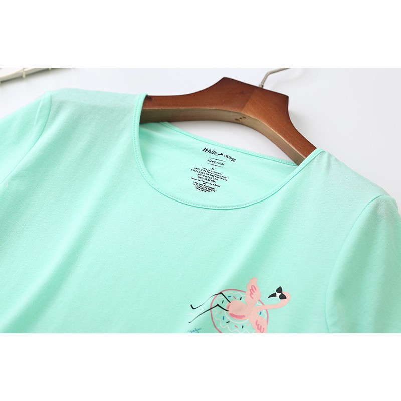 2023. gada vasaras sieviešu ikdienas karikatūras pidžamu komplekti. Sieviešu 100% kokvilnas guļamtērps Sieviešu T krekls un šorti Mājas apģērbi