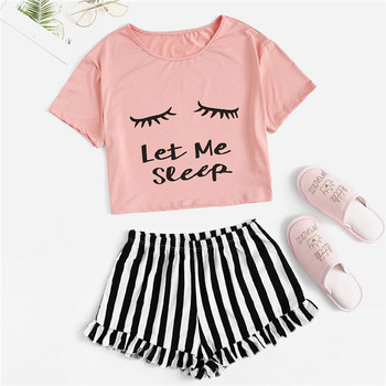 Σετ καλοκαιρινές πιτζάμες Γυναικεία casual Sleepwear Νυχτερινά κοστούμια Home Wear Γυναικεία μόδα Νυχτικά Κοντομάνικο μπλουζάκι μπλουζάκια σορτς #G3