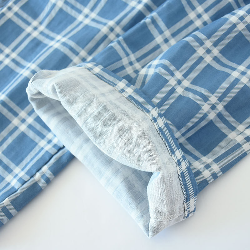 Ανδρική βαμβακερή γάζα Sleep bottoms καρό πλεκτό παντελόνι πιτζάμα Loose Sleepwear Lounge Wear Παντελόνι Ανδρικό σορτς πιτζάμα ελαστική ζώνη