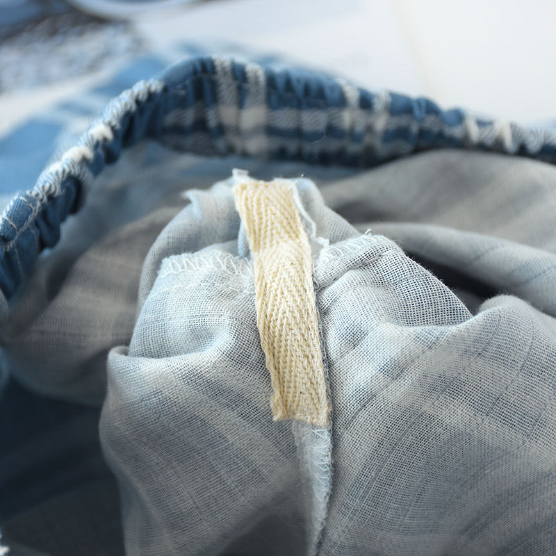 Ανδρική βαμβακερή γάζα Sleep bottoms καρό πλεκτό παντελόνι πιτζάμα Loose Sleepwear Lounge Wear Παντελόνι Ανδρικό σορτς πιτζάμα ελαστική ζώνη