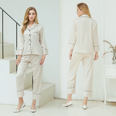 Γυναικεία Σετ Σατέν Πιτζάμες Silky Summer Lounge Wear Γυναικείες πιτζάμες Πιτζάμες με μακρυμάνικο κοντομάνικο Μεταξωτές πιτζάμες