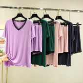 Modal Shorts Sieviešu mājas pidžamas uzvalks 2022 Summer Candy Colors Princeses Style Mežģīņu uzvalks Īsām piedurknēm Mājas apģērbs Pidžamas Sieviešu