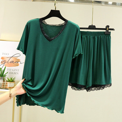 Modal Shorts Sieviešu mājas pidžamas uzvalks 2022 Summer Candy Colors Princeses Style Mežģīņu uzvalks Īsām piedurknēm Mājas apģērbs Pidžamas Sieviešu