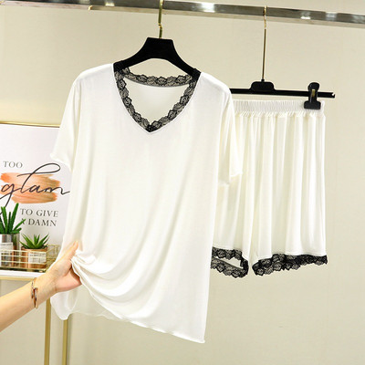 Modal Shorts Sieviešu mājas pidžamas uzvalks 2022 Summer Candy Colors Princeses Style Mežģīņu uzvalks Īsām piedurknēm Mājas apģērbs Pidžamas Sieviešu