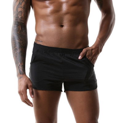 Szexi férfi alvó alsó nejlon vékony, légáteresztő, alkalmi pizsama boxernadrág, divatos férfi gyorsan száradó otthoni hálóruha fehérnemű