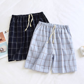 Ανδρικό βαμβακερό καρό σορτς γιαπωνέζικο καλοκαιρινό νέο απλό και άνετο παντελόνι πέντε πόντων λεπτές πιτζάμες παντελόνι στο σπίτι ένδυση ύπνου