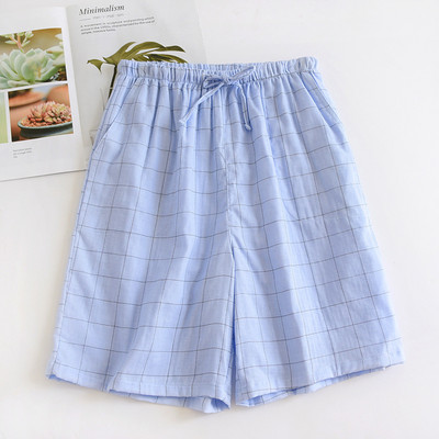 Ανδρικό βαμβακερό καρό σορτς γιαπωνέζικο καλοκαιρινό νέο απλό και άνετο παντελόνι πέντε πόντων λεπτές πιτζάμες παντελόνι στο σπίτι ένδυση ύπνου