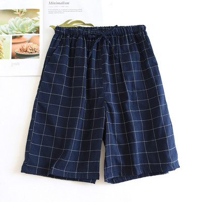 Ανδρικό βαμβακερό καρό σορτς γιαπωνέζικο καλοκαιρινό νέο απλό και άνετο παντελόνι πέντε πόντων λεπτές πιτζάμες παντελόνι στο σπίτι ένδυση ύπνου
