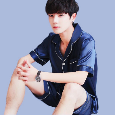 Muški ljetni komplet pidžama kratkih rukava majica kratkih rukava kratke hlače 2 komada/komplet Seksi pidžama s printom na pruge Velika kućna odjeća Cozy PJS