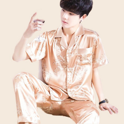 Muški ljetni komplet pidžama kratkih rukava majica kratkih rukava kratke hlače 2 komada/komplet Seksi pidžama s printom na pruge Velika kućna odjeća Cozy PJS